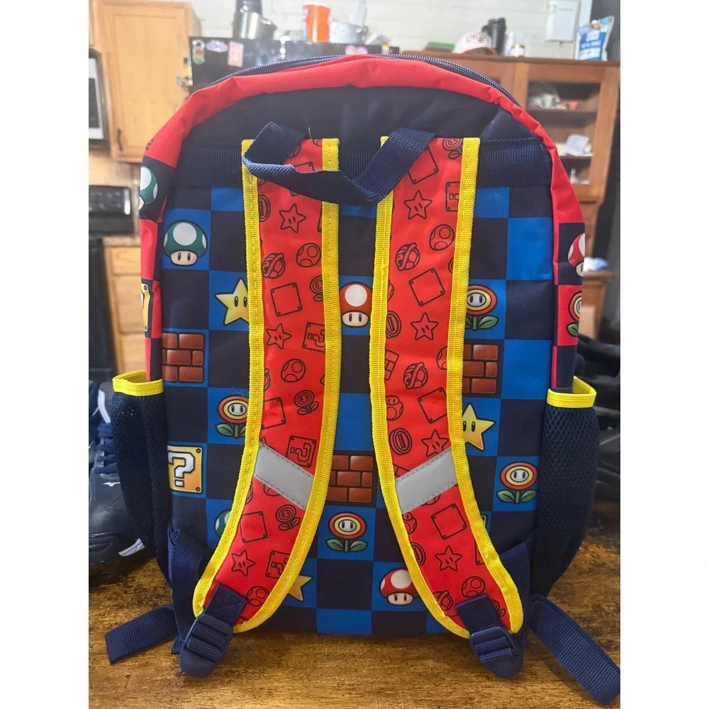 Nintendo Super Mario Kids 17 Inch Backpack 4 Piece Set Mario Luigi Yoshi New